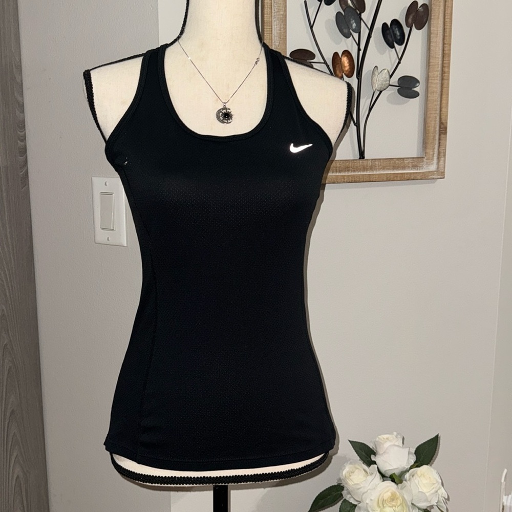 Nike Dri Fit Women's Tank Top Black Racer Back Mesh Size Extra Small